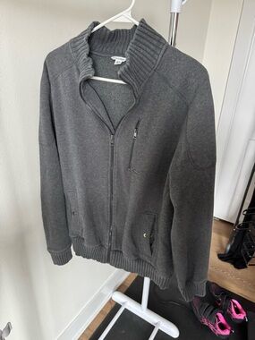 Calvin Klein men's full-zip sweater jacket mock neck fleece lining size L